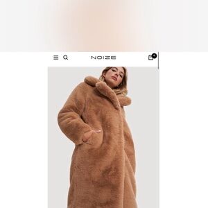 Noize Brown Plush Teddy Long Coat - Women's Faux Fur Overcoat